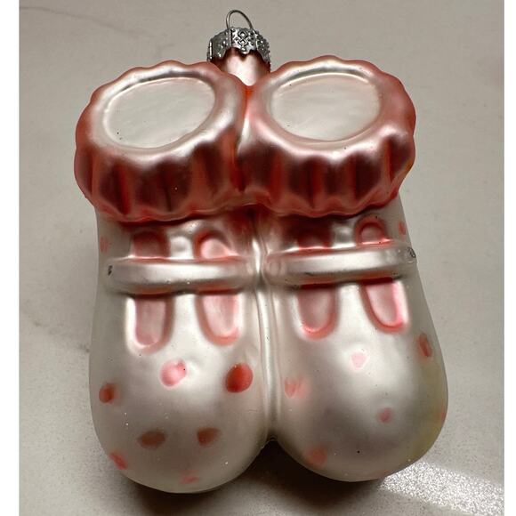 Set 4 Baby Pink First Christmas 2005 Glass Ornaments Bear Pacifier Booties Block - Picture 5 of 6